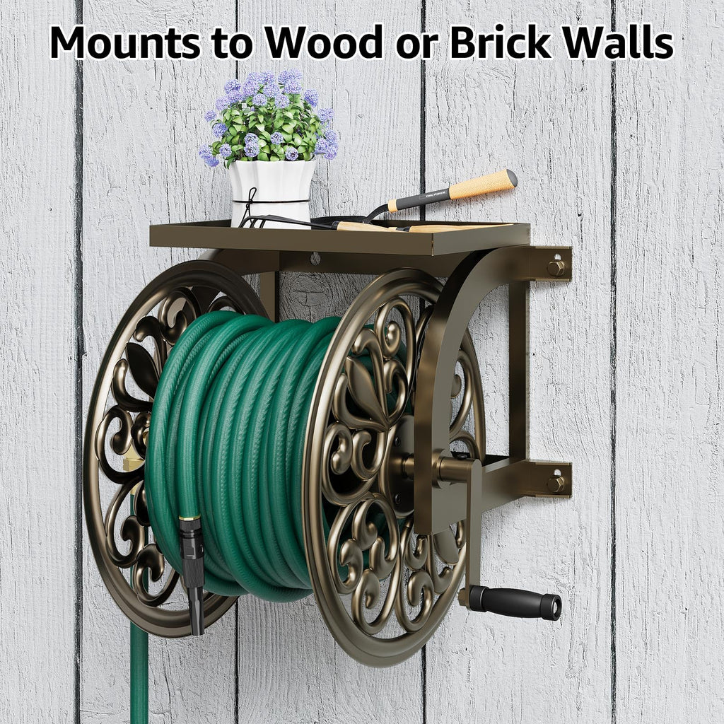Wall Mount Garden Hose Reel, Holds 200-Feet of 5/8-Inch Hose H38187