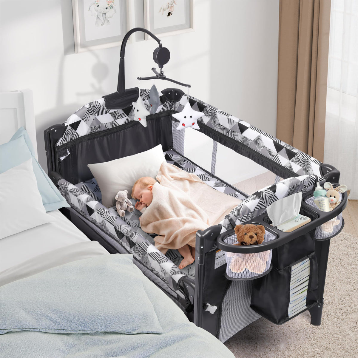5-in-1 Baby Bassinet Bedside Sleeper with Changing Table E984891