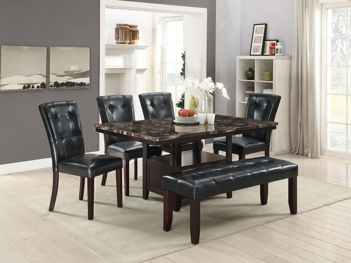 Set of 2 Black Faux Leather Tufted Dining Chairs H63497