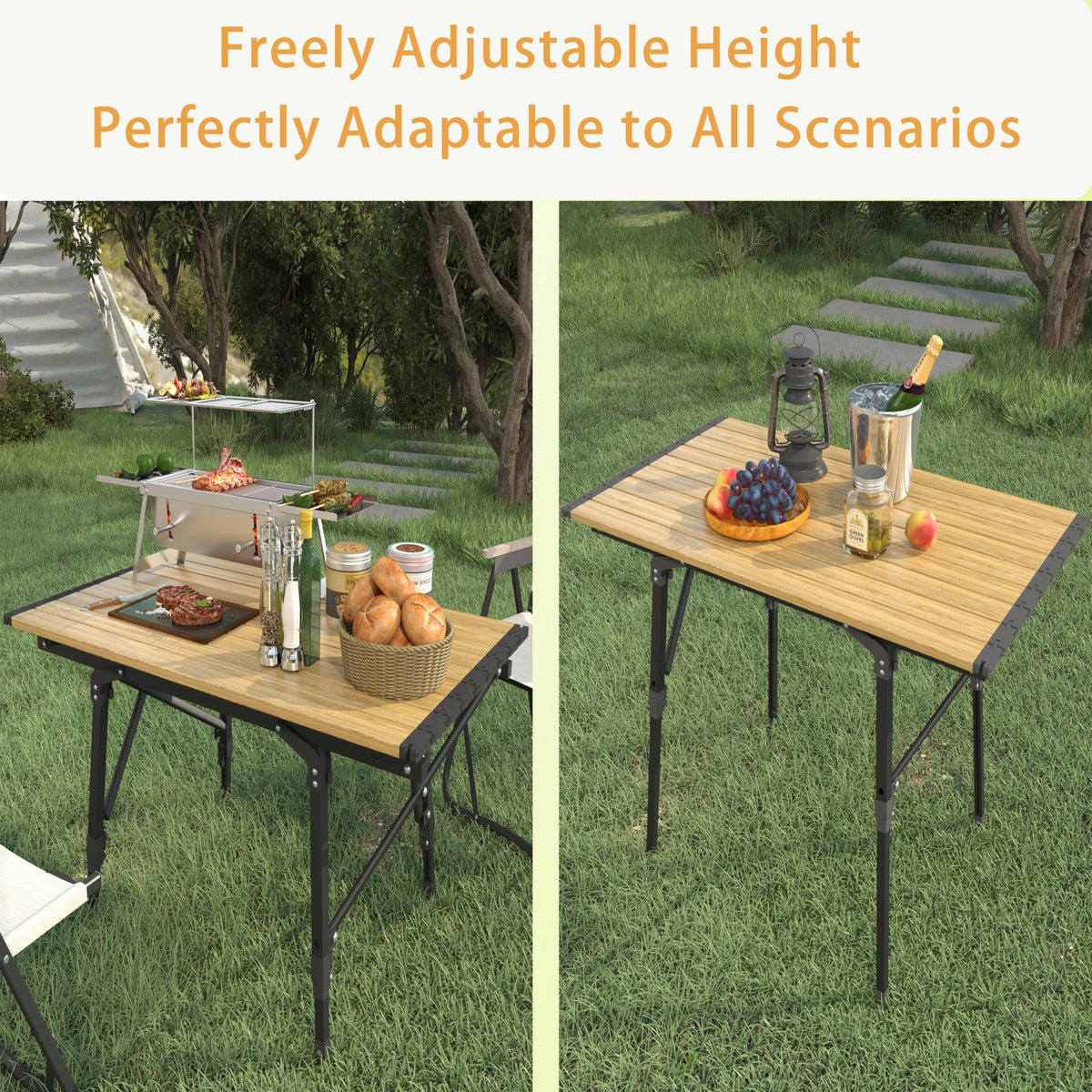 Lightweight Aluminum Alloy Folding Camping Table with Carry Bag M758224