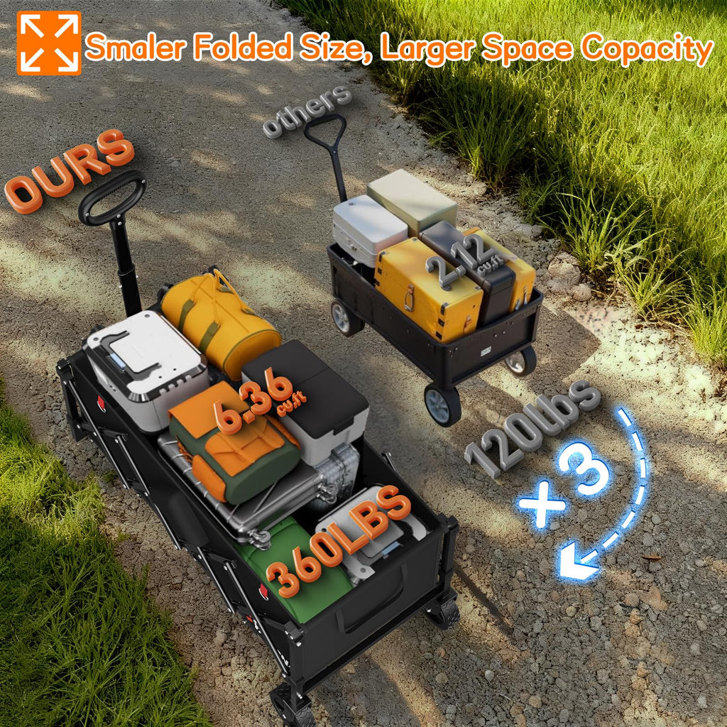 35" Extra Long Foldable Wagon Cart with Wheels J931100