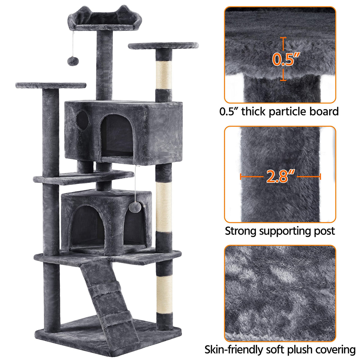 70in Cat Tree with Sisal Scratching Post X8467