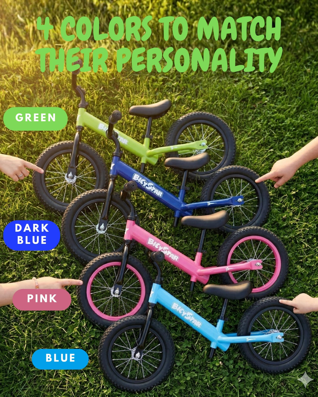14 Inch Pink Balance Bike with Air Rubber Tires H6532