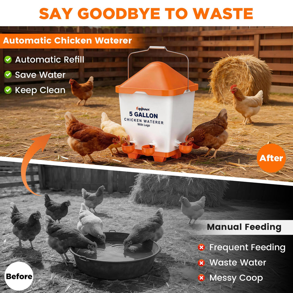 5 Gallons Chicken Waterer Bucket with Cups and Adjustable Legs K118