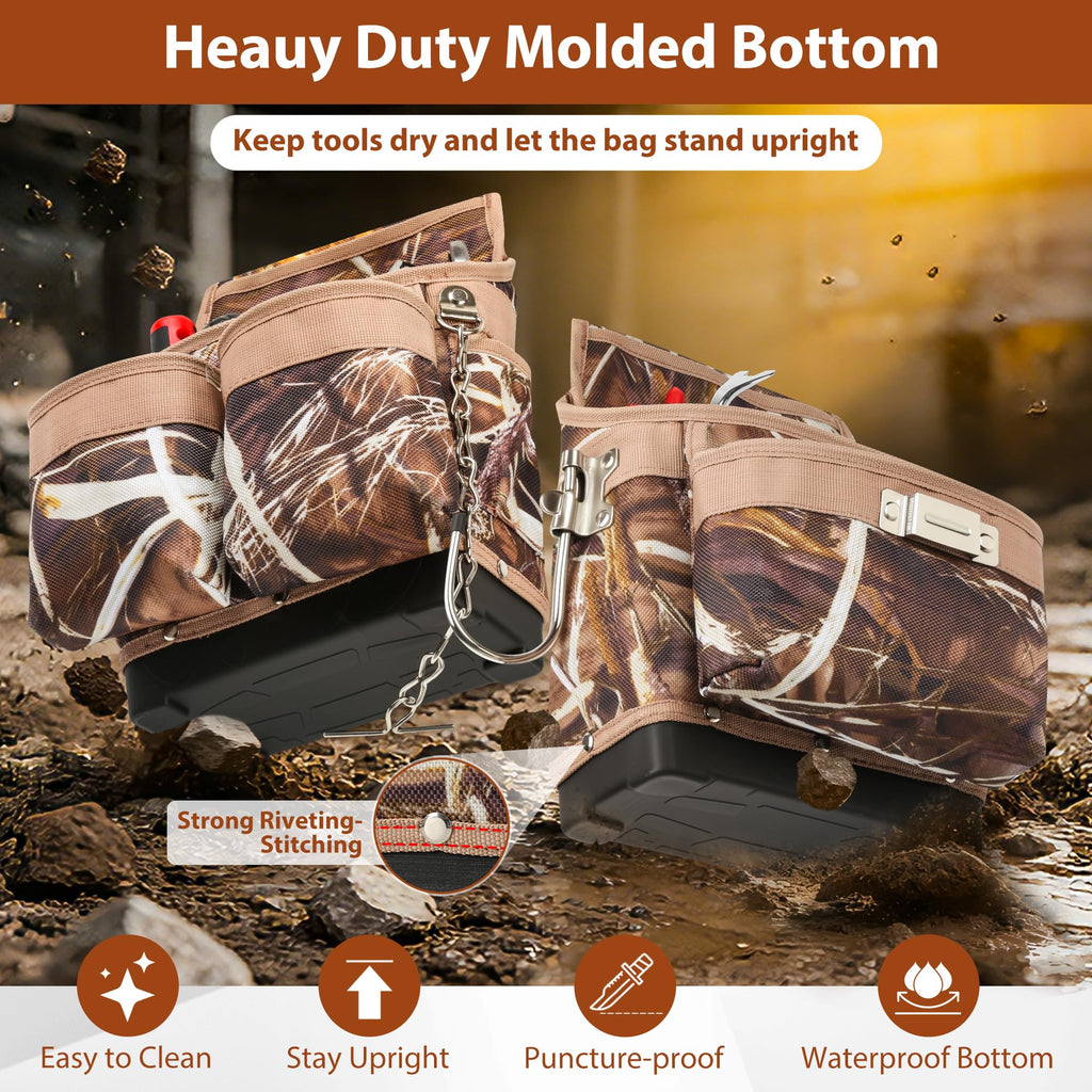 Camo 7 Piece Tool Belts with Suspenders and Pouches S7782