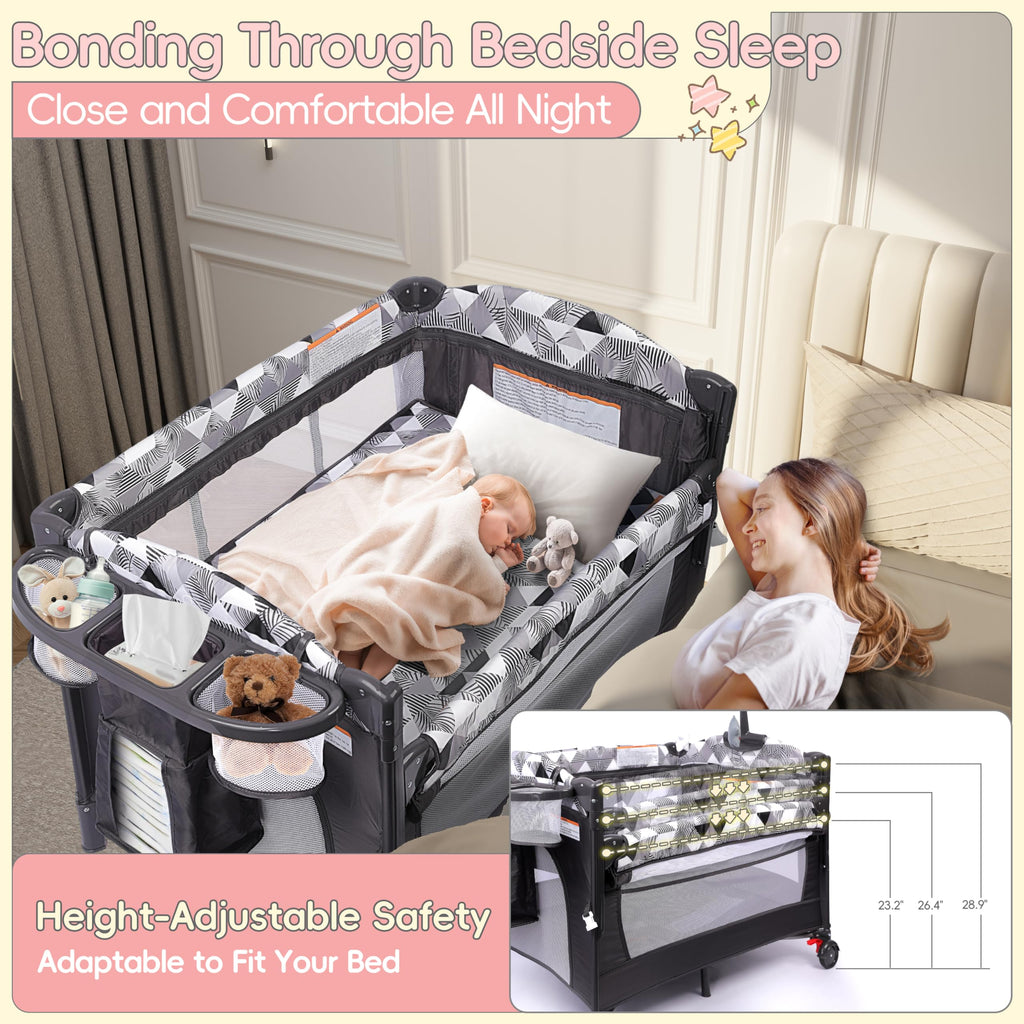 5-in-1 Baby Bassinet Bedside Sleeper with Changing Table E984891