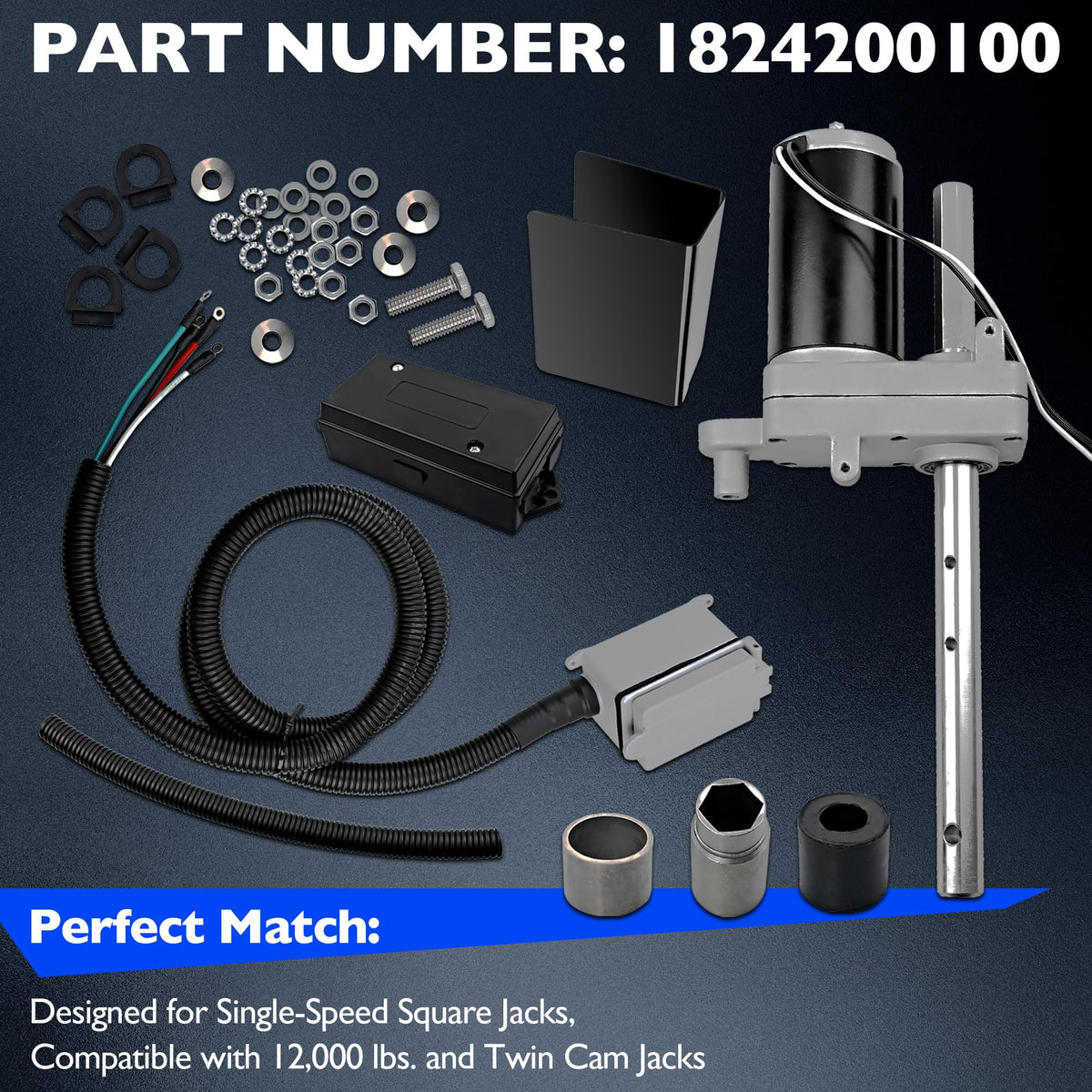 Electric Powered Trailer Jack Kit 12,000 lbs 12V M835870
