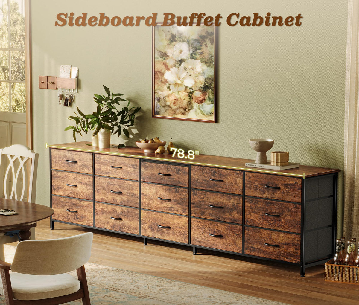 78.7 inch 15 Drawer Fabric Dresser N199