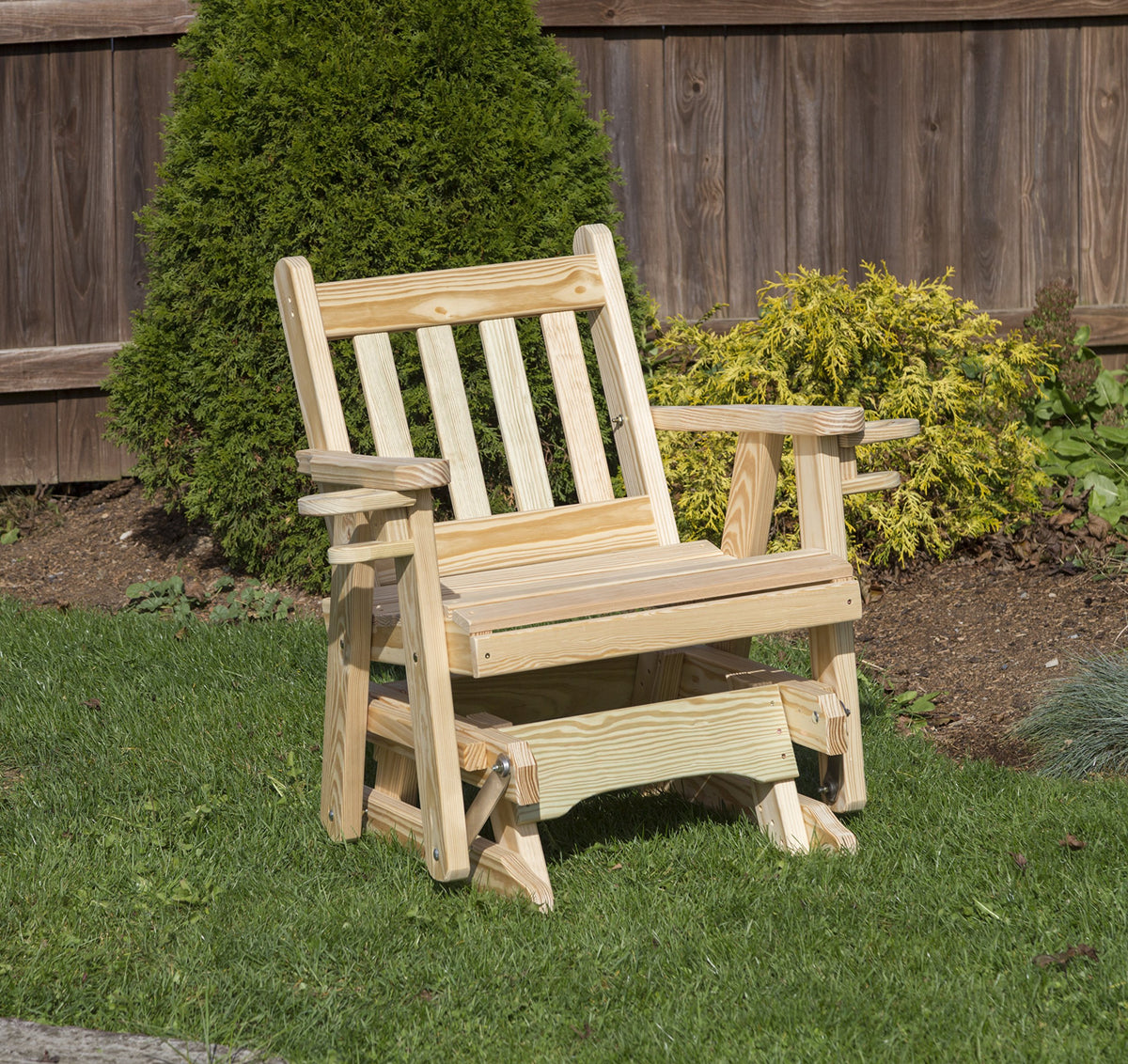 Pressure Treated Outdoor Glider Chair with Cup Holders C6266